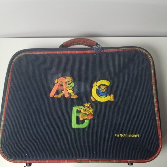 Schneiders Vtg Children's ABC/Bears Plaid Suitcase - Picture 2 of 13